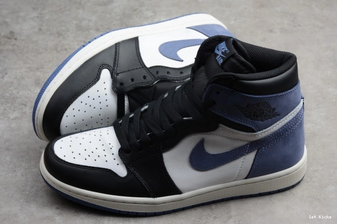 1st Kicks Shoes Blue Retro 555088-115 Moon High OG 1 Air Jordan 0723